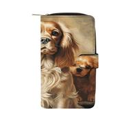 QMKFWT Cocker Spaniel Portafoglio lungo in pelle portafoglio degli assegni portafogli classico bifold da donna pochette con finestra ID
