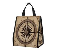 QMKFWT Compass Wind Road Map - Borsa termica per il pranzo, pieghevole e riutilizzabile, per uomo e donna