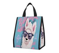 QMKFWT Cool Liama - Borsa termica per il pranzo, pieghevole e riutilizzabile, per uomo e donna