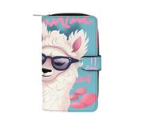 QMKFWT Cool Liama Portafoglio lungo in pelle portafoglio degli assegni portafogli classico bifold da donna pochette con finestra ID