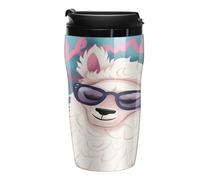 QMKFWT Cool Liama - Tazza da caffè riutilizzabile, isolata, a prova di perdite, da viaggio, con coperchio, a doppia parete, a prova di fuoriuscite, per caffè freddo/caldo, regalo per mamme e papà