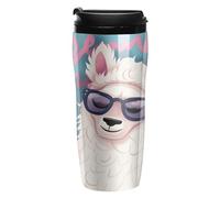 QMKFWT Cool Liama - Tazza da caffè riutilizzabile, isolata, a prova di perdite, da viaggio, con coperchio, a doppia parete, a prova di fuoriuscite, per caffè freddo/caldo, regalo per mamme e papà