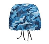 QMKFWT Copri poggiatesta per auto, motivo mimetico, regolabile, riutilizzabile, anti-sporco, flessibile, morbido, antipolvere, per la maggior parte dei veicoli, colore: blu