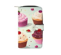 QMKFWT Delicious Cupcakes Portafoglio lungo in pelle portafoglio degli assegni portafogli classico bifold da donna pochette con finestra ID