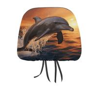 QMKFWT Dusk Dolphin, copri poggiatesta per auto, regolabile e riutilizzabile, anti-sporco, flessibile, antipolvere, per la maggior parte dei veicoli