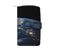 QMKFWT Earth from The Outer Space Portafoglio lungo in pelle portafoglio degli assegni portafogli classico bifold da donna pochette con finestra ID