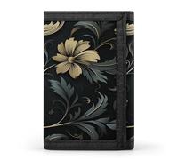 QMKFWT Elegante portafoglio con fiori neri casual porta carte di credito custodia organizer per documenti per uomini e donne