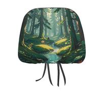 QMKFWT Enchanted Wilderness Fantasy on Dark Green Coprisedile per auto, regolabile e riutilizzabile, anti-sporco, flessibile, per poggiatesta, per la maggior parte dei veicoli