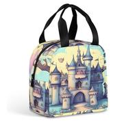 QMKFWT Fairytale Castle - Borsa per il pranzo, resistente, isolata, grande, per palestra, portatile, a tenuta stagna, riutilizzabile, per lavoro, viaggi, picnic