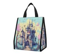 QMKFWT Fairytale Castle - Borsa termica per il pranzo, pieghevole e riutilizzabile, per uomo e donna