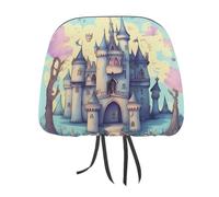 QMKFWT Fairytale Castle, copri poggiatesta per auto, regolabile e riutilizzabile, anti-sporco, flessibile, antipolvere, per la maggior parte dei veicoli
