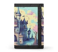 QMKFWT Fairytale Castle - Portafoglio casual con porta carte di credito, organizer per documenti, per uomini e donne