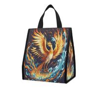 QMKFWT Fire And Water Phoenix - Borsa termica per il pranzo, pieghevole e riutilizzabile, per uomo e donna
