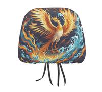 QMKFWT Fire and Water Phoenix, coprisedile per auto, regolabile e riutilizzabile, anti-sporco, flessibile, per poggiatesta, per la maggior parte dei veicoli