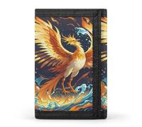 QMKFWT Fire And Water Phoenix - Portafoglio casual con porta carte di credito, organizer per documenti di alta qualità, per uomini e donne