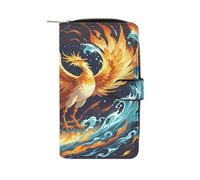 QMKFWT Fire And Water Phoenix Portafoglio lungo in pelle portafoglio degli assegni portafogli classico bifold da donna pochette con finestra ID