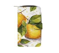 QMKFWT Fruits Lemon Portafoglio lungo in pelle portafoglio degli assegni portafogli classico bifold da donna pochette con finestra ID