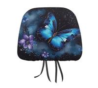 QMKFWT Galaxy Blue Butterfly - Coprisedile per auto, regolabile e riutilizzabile, anti-sporco, flessibile, per poggiatesta, antipolvere, per la maggior parte dei veicoli