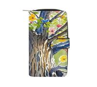 QMKFWT Glorious Tree Portafoglio lungo in pelle portafoglio degli assegni portafogli classico bifold da donna pochette con finestra ID