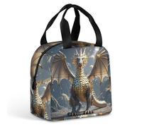 QMKFWT Golden Dragon Borsa per il pranzo isolata durevole grande palestra Lunch Tote Box portatile a tenuta stagna contenitori per alimenti riutilizzabili per il pranzo per lavoro, viaggi, picnic