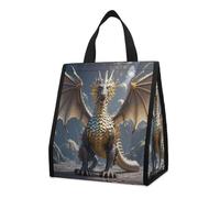 QMKFWT Golden Dragon - Borsa termica per il pranzo, pieghevole e riutilizzabile, per uomo e donna