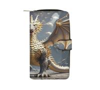 QMKFWT Golden Dragon Portafoglio lungo in pelle portafoglio degli assegni portafogli classico bifold da donna pochette con finestra ID