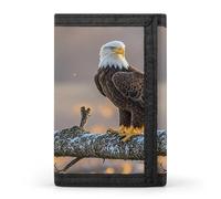 QMKFWT Golden Sunset Bald Eagle - Portafoglio casual con porta carte di credito, organizer per documenti di alta qualità, per uomini e donne
