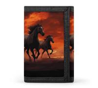 QMKFWT Horses Red Glow Clouds - Portafoglio casual con porta carte di credito, organizer per documenti di alta qualità, per uomini e donne