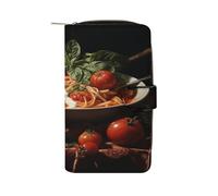 QMKFWT Italian Pasta Pictures Portafoglio in pelle portafoglio lungo libretto degli assegni portafogli classico bifold da donna pochette con finestra ID