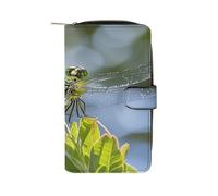 QMKFWT Jewel Dragonfly portafoglio in pelle portafoglio lungo libretto degli assegni portafogli classico bifold donna pochette con finestra ID