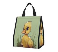 QMKFWT Little Duck with Blue Eyes - Borsa termica per il pranzo, pieghevole e riutilizzabile, per uomo e donna