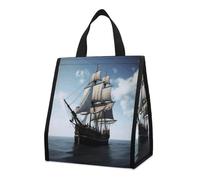 QMKFWT Old Sailing Ship Lunch Bag Zaino Isolato Pieghevole E Riutilizzabile Borse Termiche per Uomo Donna