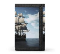 QMKFWT Old Sailing Ship Portafoglio Casual Porta Carte di Credito Premium Documenti Organizer Caso per Uomini e Donne