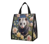 QMKFWT Opossum And Roses - Borsa termica per il pranzo, pieghevole e riutilizzabile, per uomo e donna