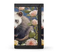 QMKFWT Opossum And Roses - Portafoglio casual con porta carte di credito, organizer per documenti di alta qualità, per uomini e donne