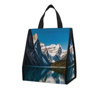 QMKFWT Panorama of The Lake Louise Mountains - Borsa termica per il pranzo, pieghevole e riutilizzabile, per uomo e donna