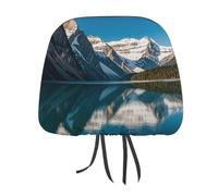 QMKFWT Panorama of The Lake Louise Mountains, copri poggiatesta per auto, regolabile e riutilizzabile, anti-sporco, flessibile, protezione per poggiatesta, per la maggior parte dei veicoli