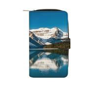 QMKFWT Panorama of The Lake Louise Mountains Portafoglio in pelle lungo libretto degli assegni portafogli classico bifold pochette da donna con finestra ID