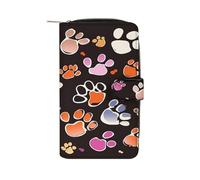 QMKFWT Pawful Paws - Portafoglio lungo in pelle con stampa di zampe, portafoglio per assegni, classico, bifold da donna, con finestra per documento d'identità