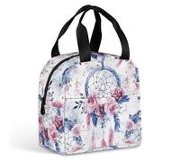 QMKFWT Peach Dream Catcher Borsa per il pranzo resistente isolata grande palestra Lunch Tote Box portatile a prova di perdite contenitori per alimenti riutilizzabili per il pranzo per lavoro, viaggi
