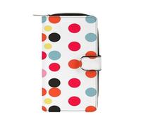QMKFWT Pochette da donna in pelle a pois con libretto degli assegni, classico, con finestra per documento d'identità