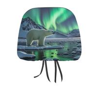 QMKFWT Polar Bears Northern Lights - Coprisedile per auto, regolabile e riutilizzabile, anti-sporco, flessibile, per poggiatesta, protezione antipolvere per la maggior parte dei veicoli
