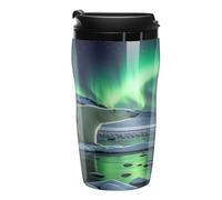 QMKFWT Polar Bears Northern Lights - Tazza da caffè riutilizzabile, isolata, a prova di perdite, con coperchio, a doppia parete, a prova di perdite, per caffè ghiacciato/caldo, regalo per mamme e papà