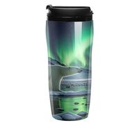 QMKFWT Polar Bears Northern Lights - Tazza da caffè riutilizzabile, isolata, a prova di perdite, con coperchio, a doppia parete, a prova di perdite, per caffè ghiacciato/caldo, regalo per mamme e papà