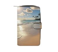 QMKFWT Portafoglio estivo hawaiano in pelle con libretto degli assegni portafogli classico bifold da donna pochette con finestra ID