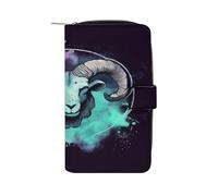 QMKFWT Portafoglio in pelle Ariete lungo libretto degli assegni portafogli classico bifold da donna pochette con finestra ID