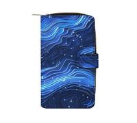 QMKFWT Portafoglio in pelle blu elettrico modello lungo libretto degli assegni portafogli classico bifold da donna frizione con finestra ID