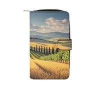 QMKFWT Portafoglio in pelle toscana Italia portafoglio lungo libretto degli assegni portafogli classico bifold donna pochette con finestra ID