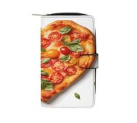 QMKFWT Portafoglio lungo in pelle a forma di cuore per pizza, portafoglio per assegni, classico, bifold da donna, con finestra per documento d'identità