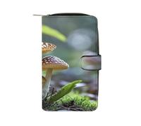 QMKFWT Portafoglio lungo in pelle a forma di fungo con farfalla e libretto degli assegni, pochette da donna classica a due ante con finestra per documento d'identità